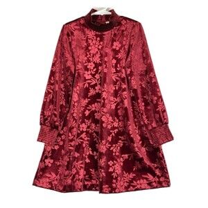 Matilda Jane Dress Girls Size‎ 6 Red Valentines Velour Floral Holiday Orianna